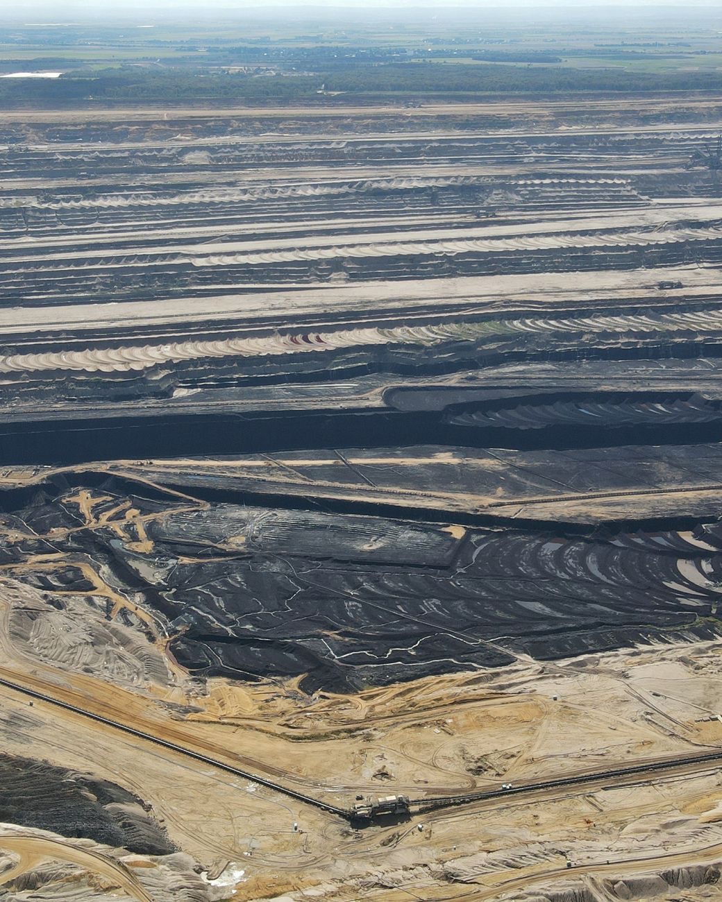 Terraced open-pit mine seen from above